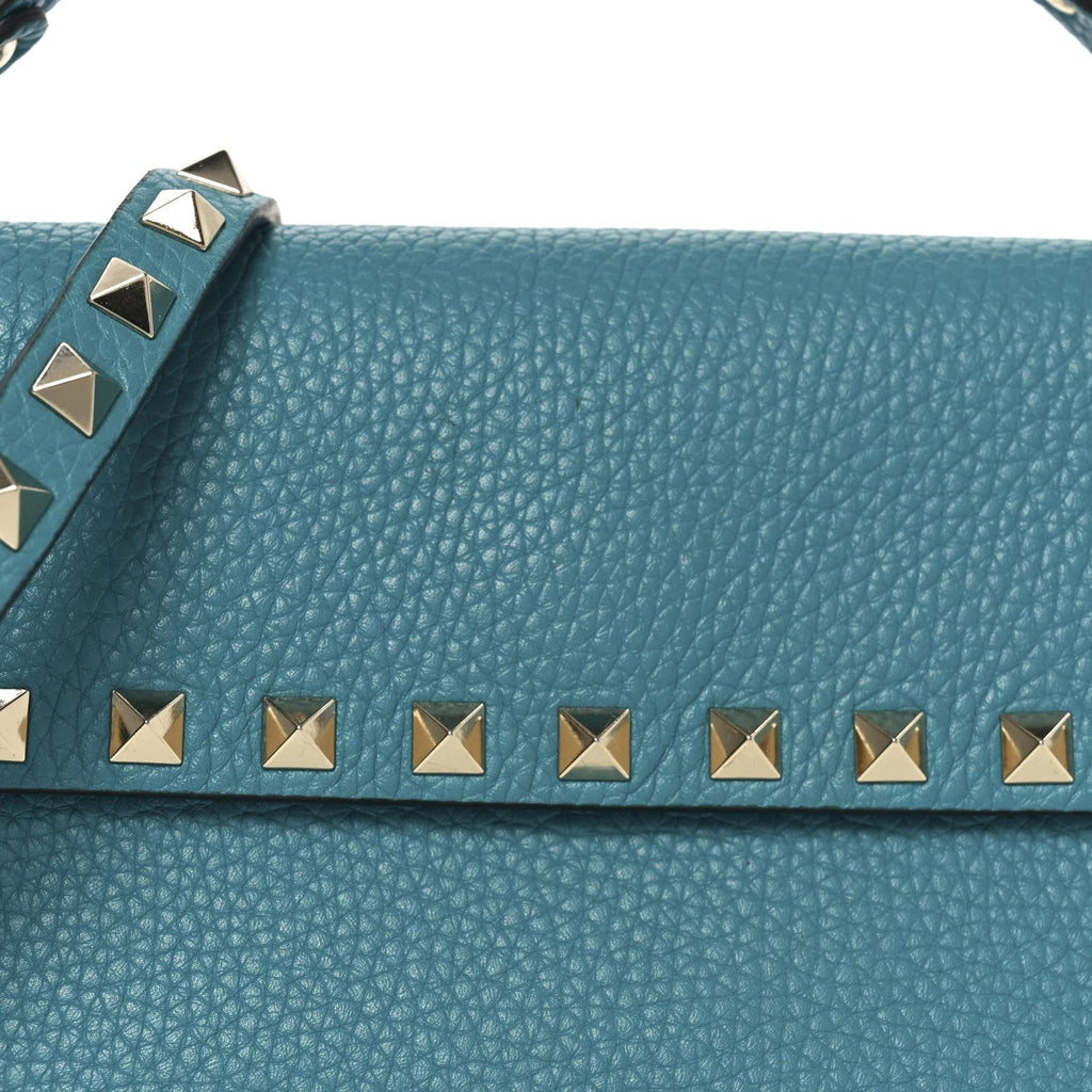 Grainy Calfskin Rockstud Crossbody Pouch Ultra Marine Green