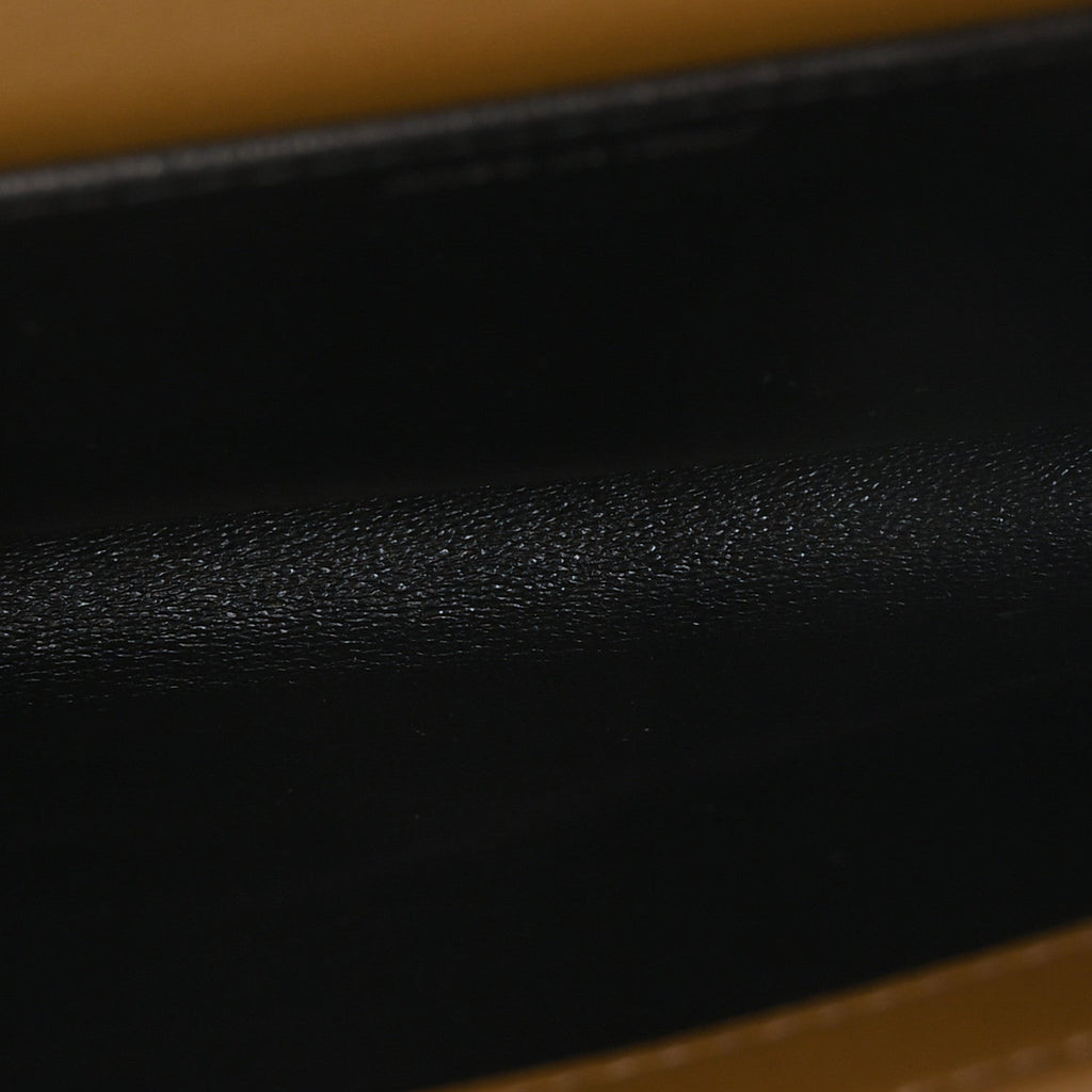 Patent Calfskin Uptown Chain Wallet Taupe