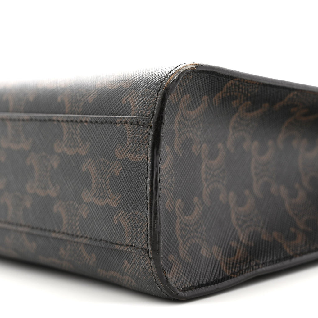 Triomphe Canvas Calfskin Small Vertical Cabas Tan