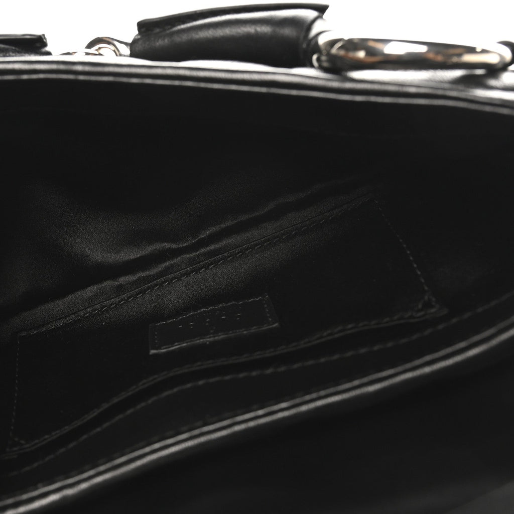Nappa Vertical Matelasse Medium Maxi Horsebit Chain Shoulder Bag Black