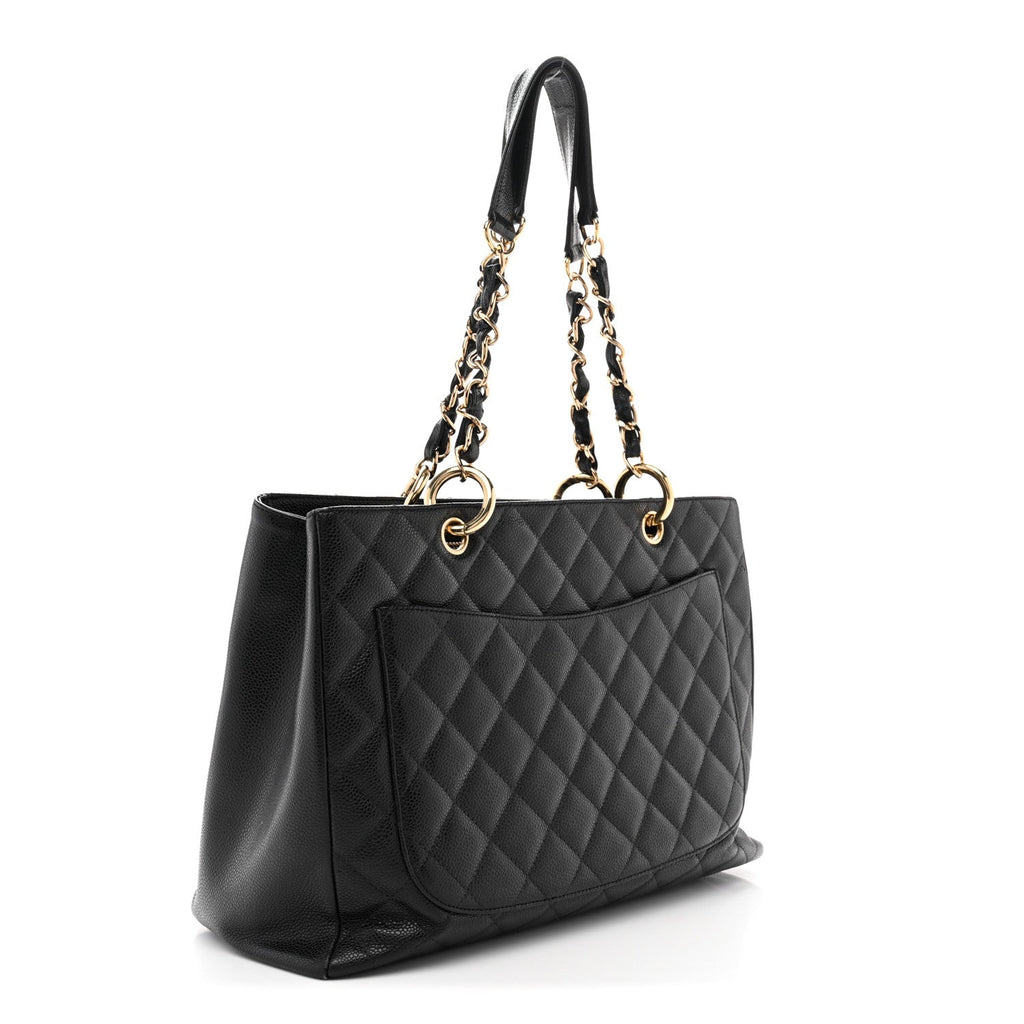 Caviar Quilted Grand Shopping Tote GST Black