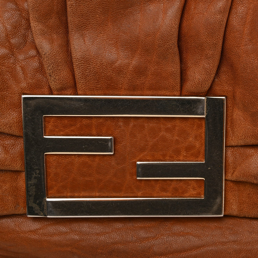 Crinkled Lambskin Mia Shoulder Flap Camel