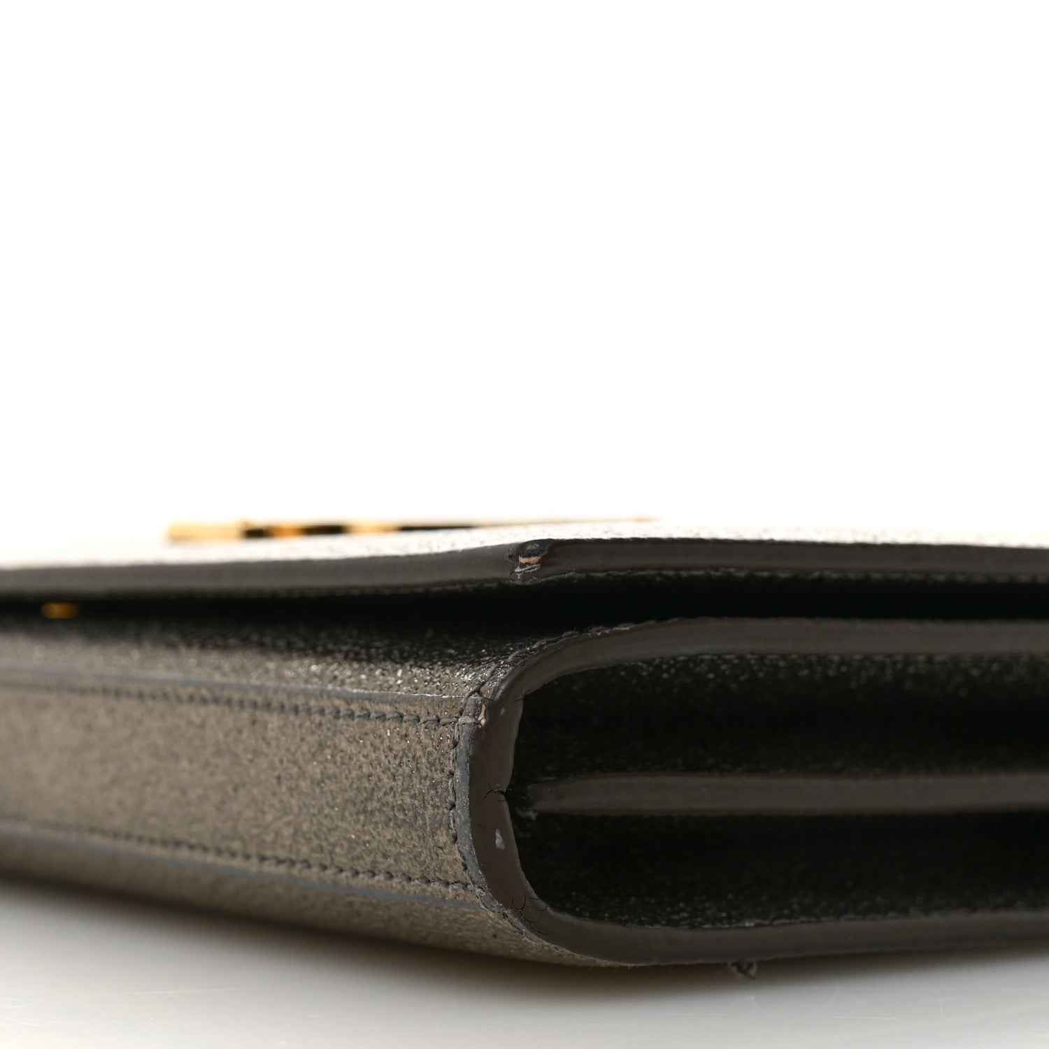Grained Metallic Calfskin Monogram Chain Wallet Bronze