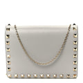 Calfskin Rockstud Wallet On Chain Pastel Grey