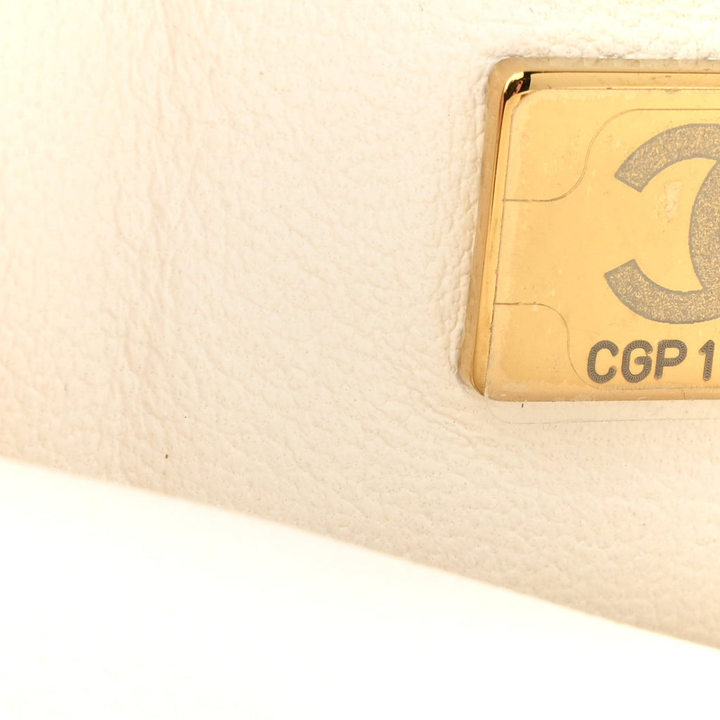 Caviar Quilted Mini Top Handle Flap White