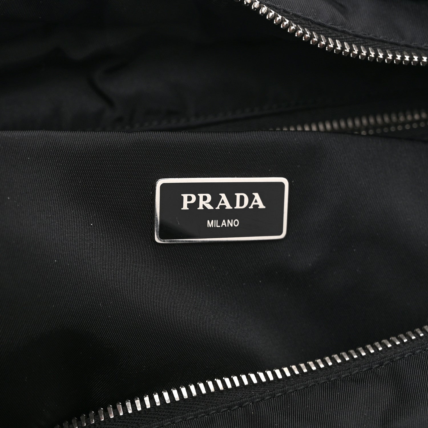 Re-Nylon Nappa Triangle Quilted Padded Medium Double Handled Zip Tote Black
