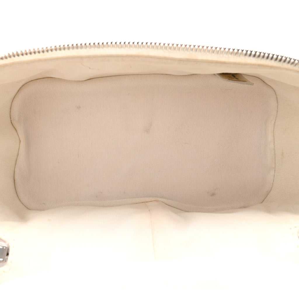Crumpled Calfskin PVC Quilted Flap White