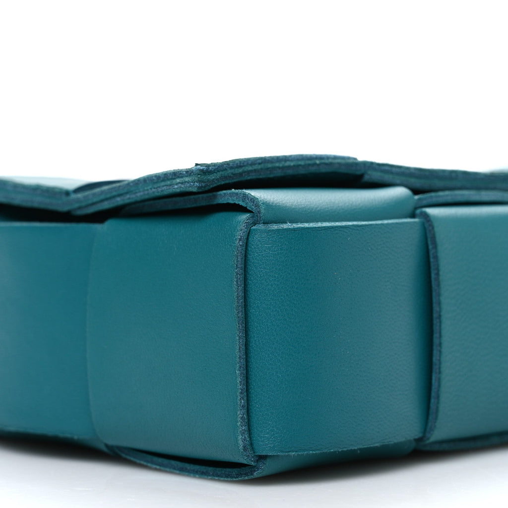 Lambskin Maxi Intrecciato Cassette Crossbody Bag Petrol Blue