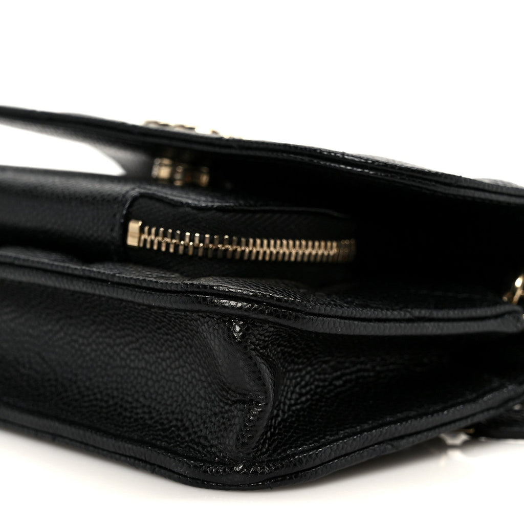 Caviar Quilted Business Affinity Clutch With Chain Black