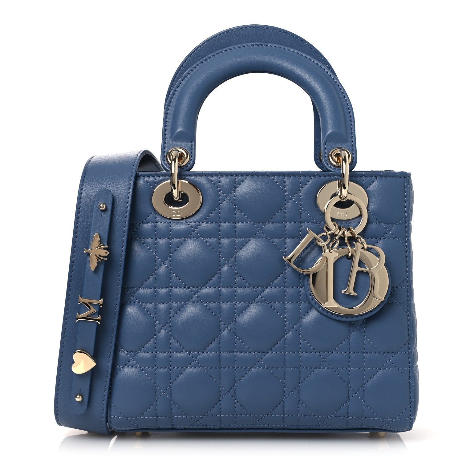 Lambskin Cannage Small My ABCDior Lady Dior Blue Denim