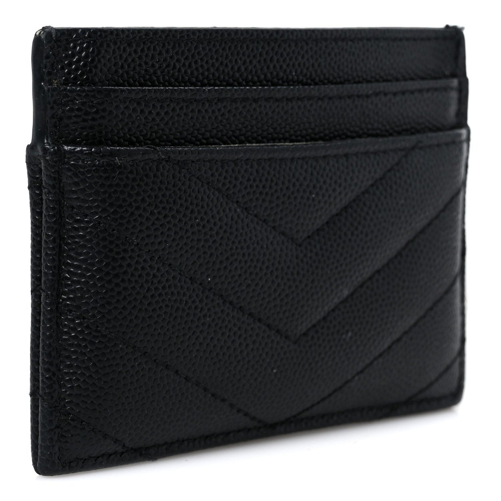 Grain De Poudre Matelasse Chevron Monogram Credit  Case Black