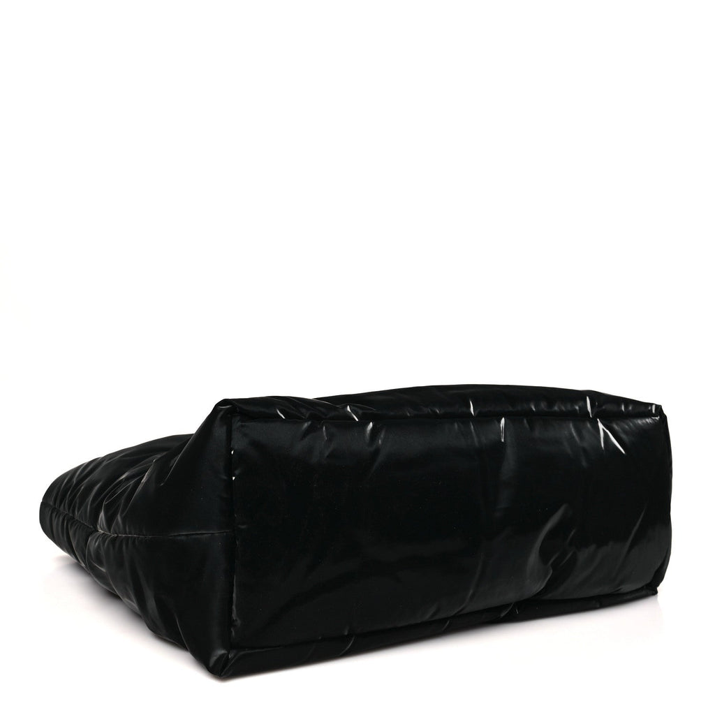 Silktech Canvas Wide Puffer Tote Black
