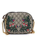 GG Supreme Monogram Floral Embroidered Mini Chain Shoulder Bag Beige Ebony Tuscany