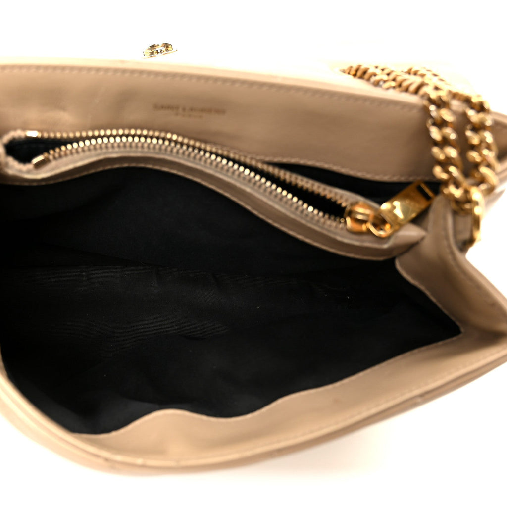 Calfskin Y Quilted Monogram Small Loulou Chain Satchel Dark Beige