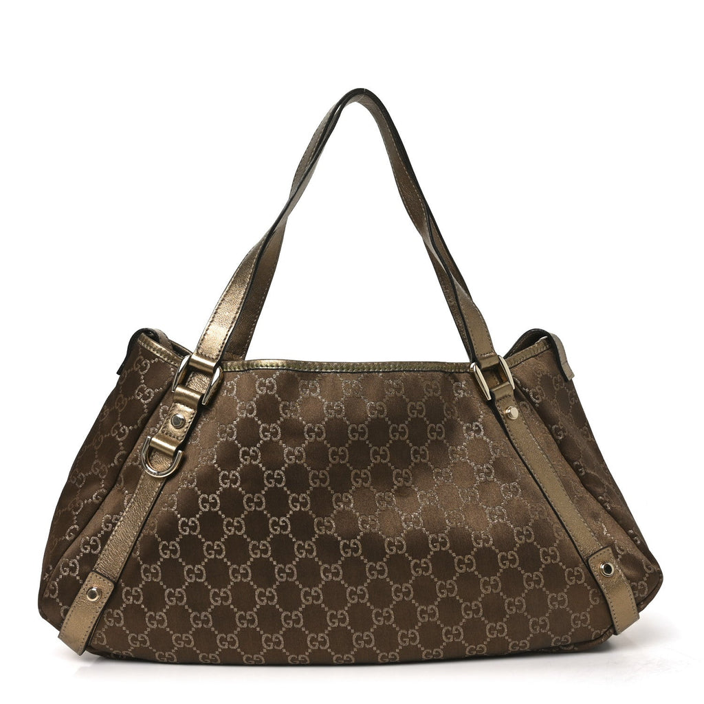 Satin Monogram Medium Abbey Shoulder Bag Bronze