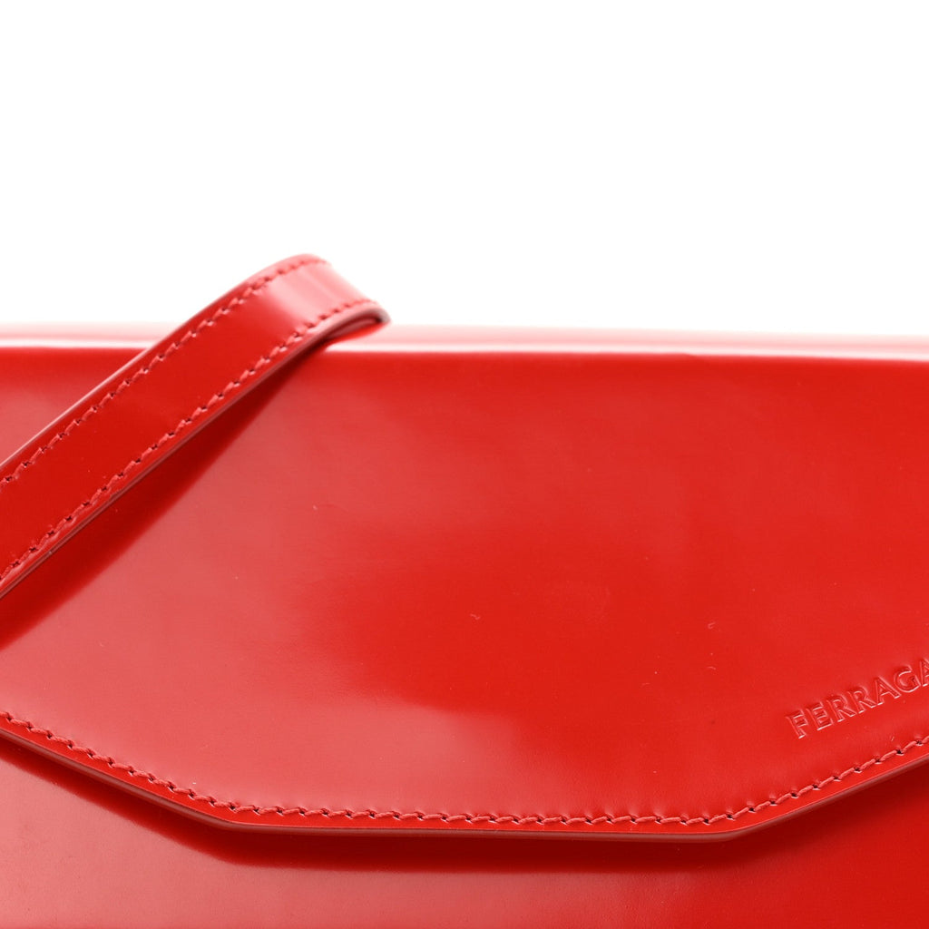 Brushed Calfskin Mini Geometric Clutch Bag Flame Red