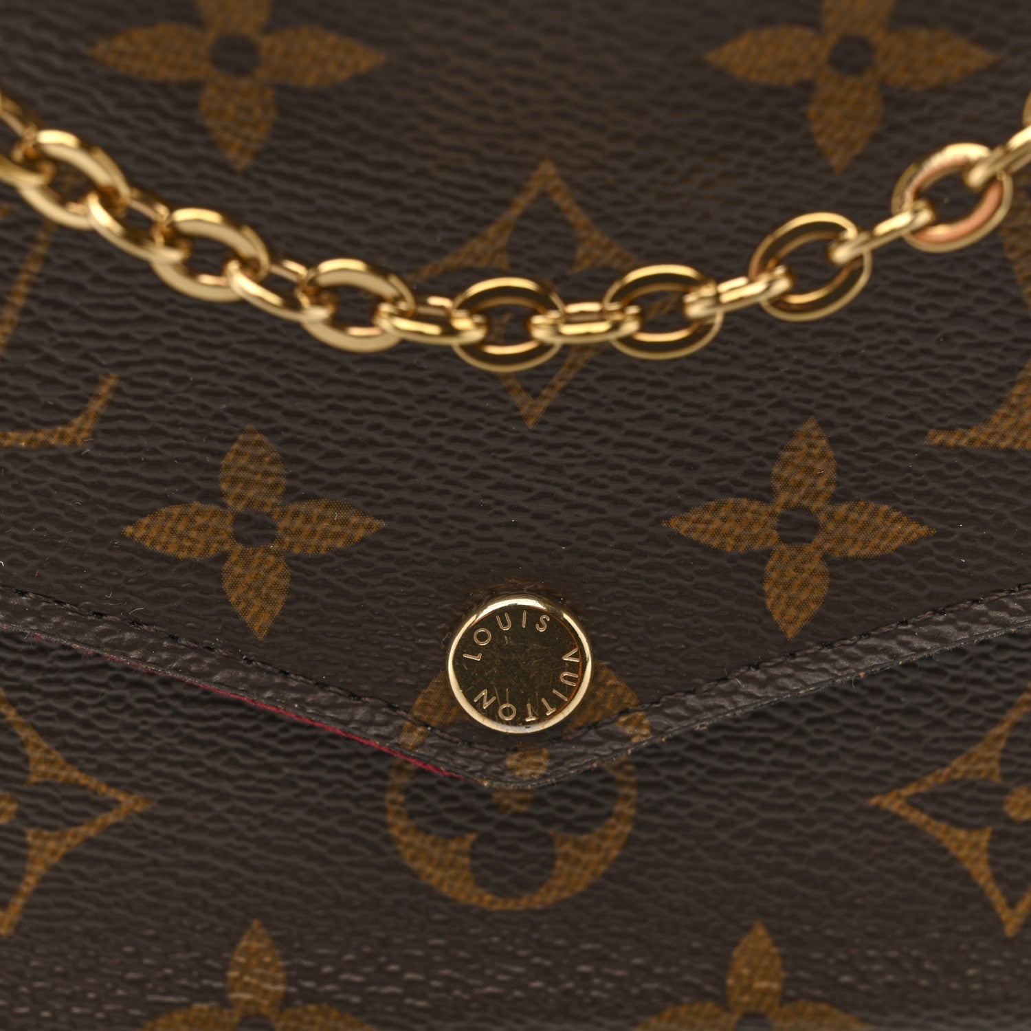 Monogram Pochette Felicie Chain Wallet Fuchsia