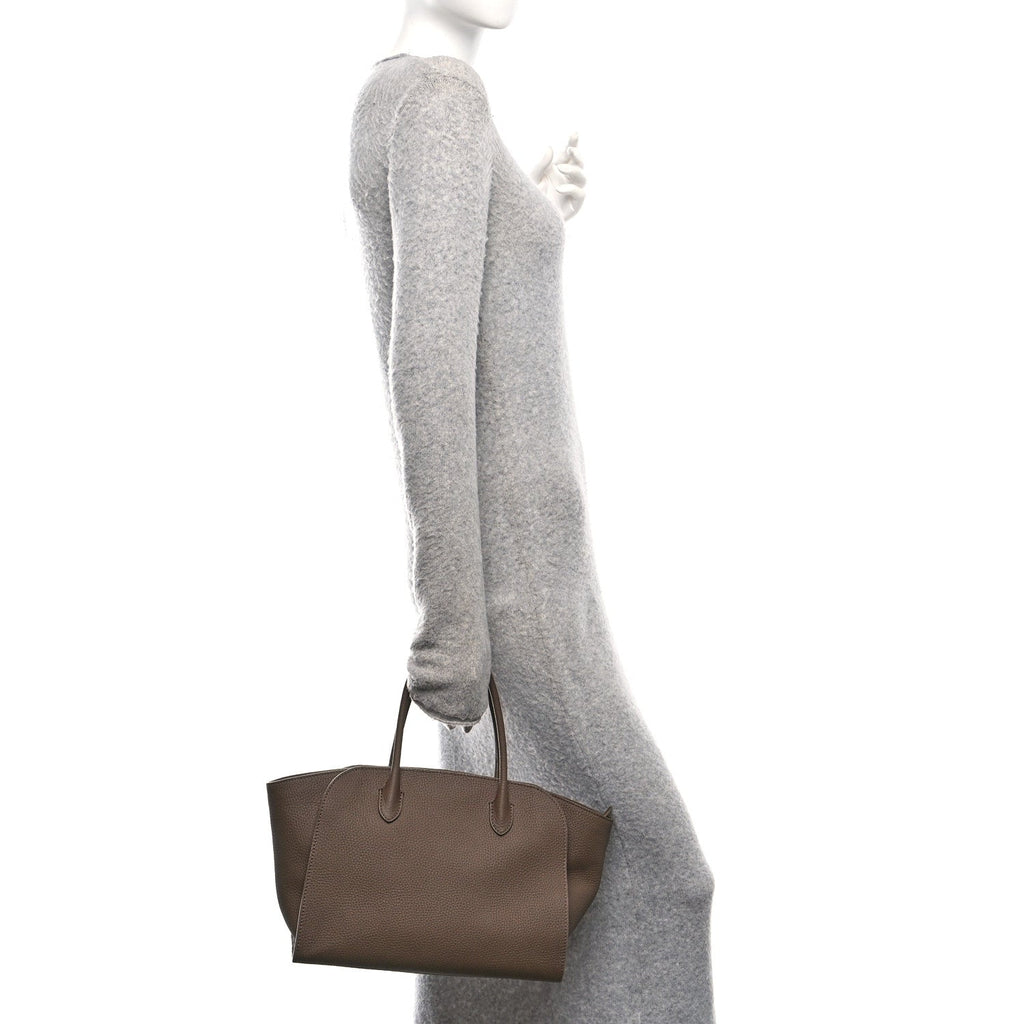 Grained Calfskin Marlo 12 Tote Bag Dark Olive