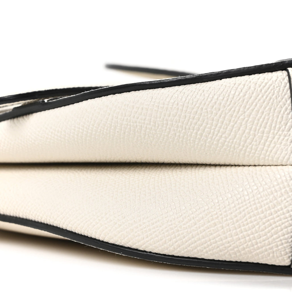 Grained Calfskin Saddle Bag White