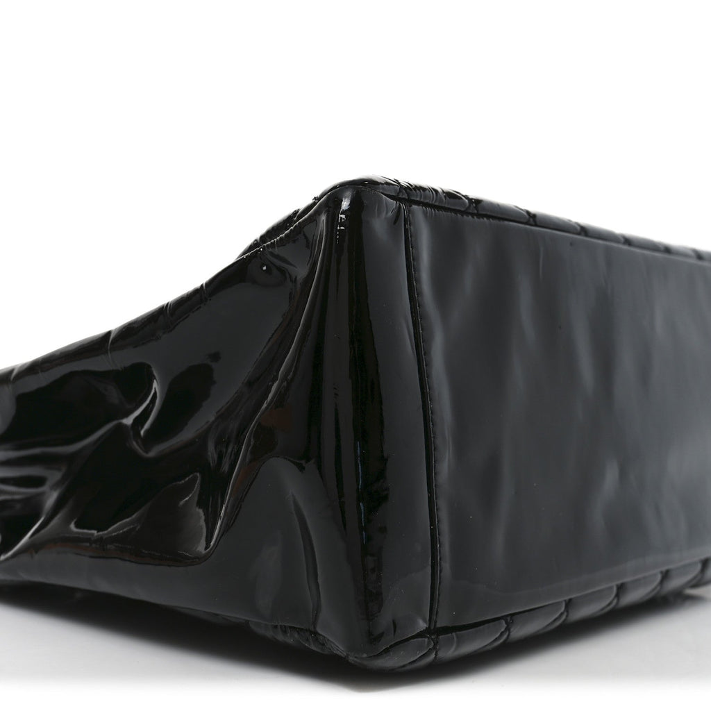 Patent Quilted Grand Shopping Tote GST Black