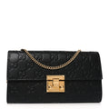 Guccissima Padlock Chain Wallet Black