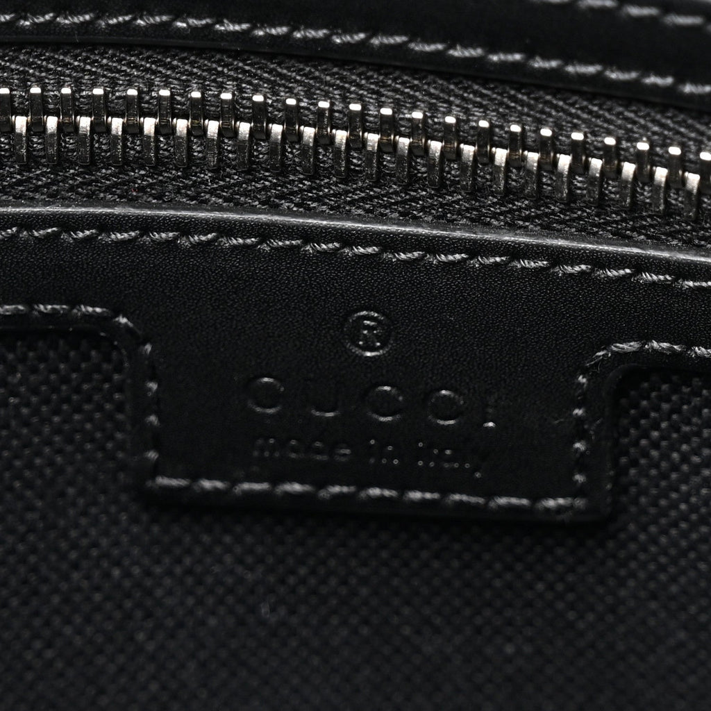 GG Supreme Monogram Appia Calfskin Web Flat Messenger Bag Black Grey