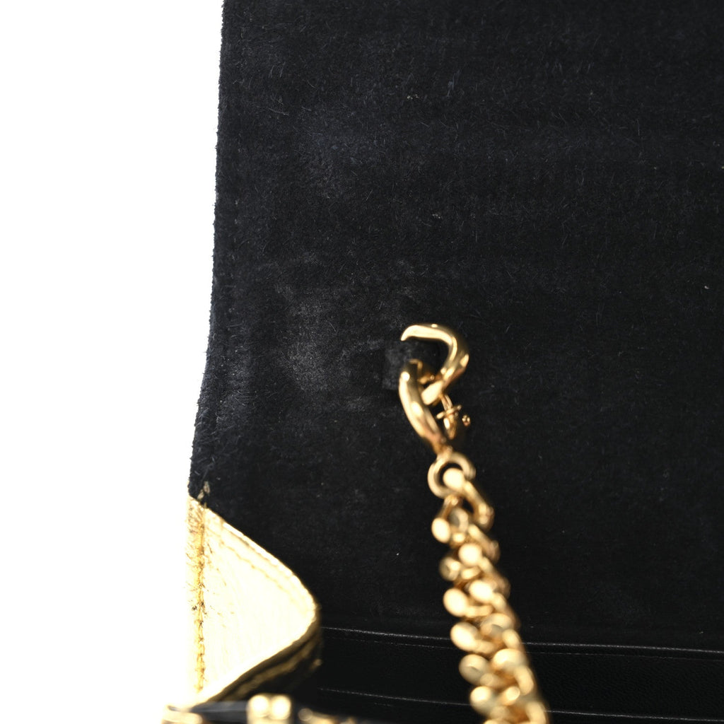 Metallic Goatskin Lambskin Classic Monogram Kate Tassel Chain Wallet Gold