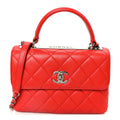 Lambskin Quilted Small Trendy CC Flap Dual Handle Bag Red