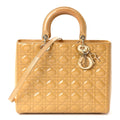 Patent Cannage Large Lady Dior Beige