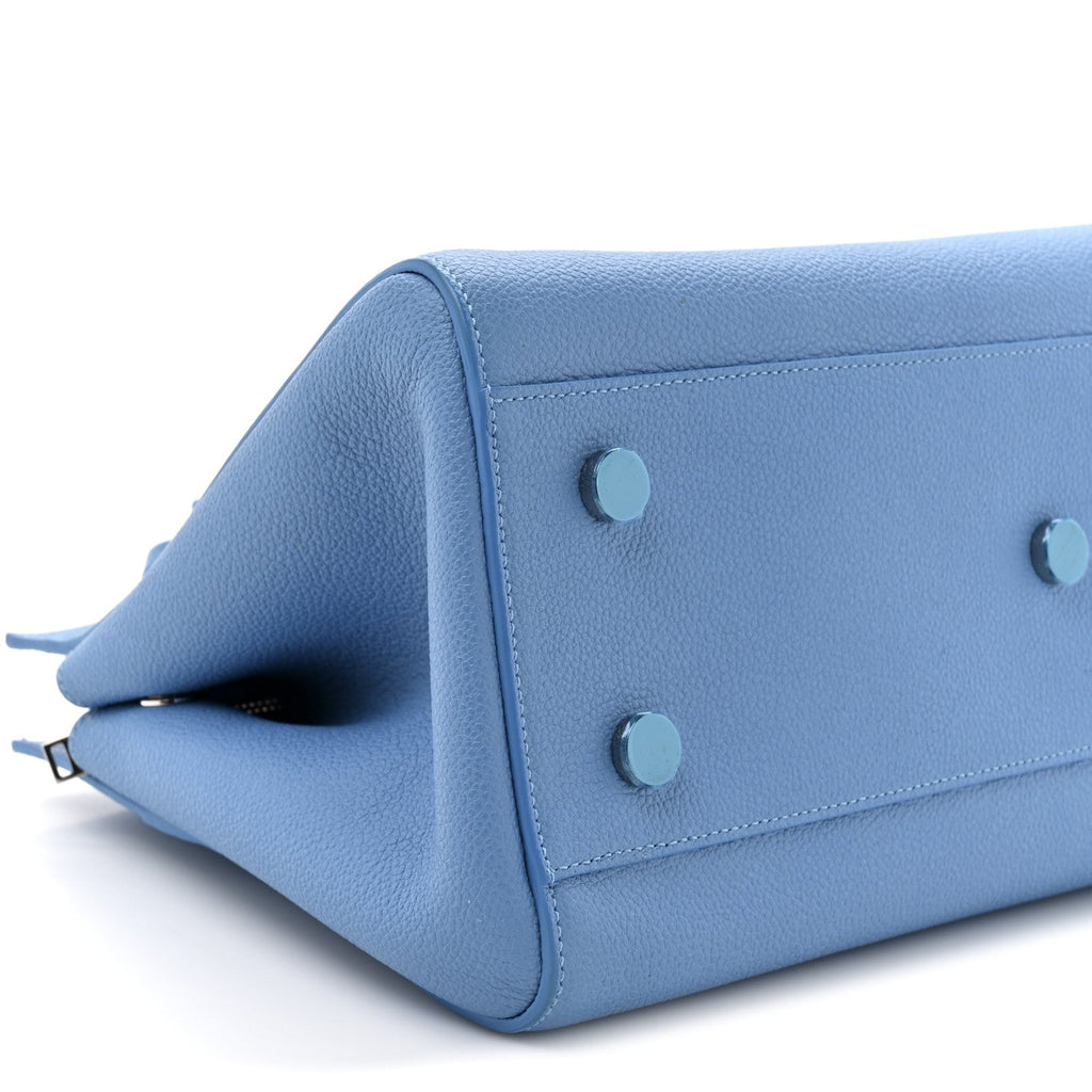 Grained Calfskin Small Rive Gauche Cabas Blue Clair