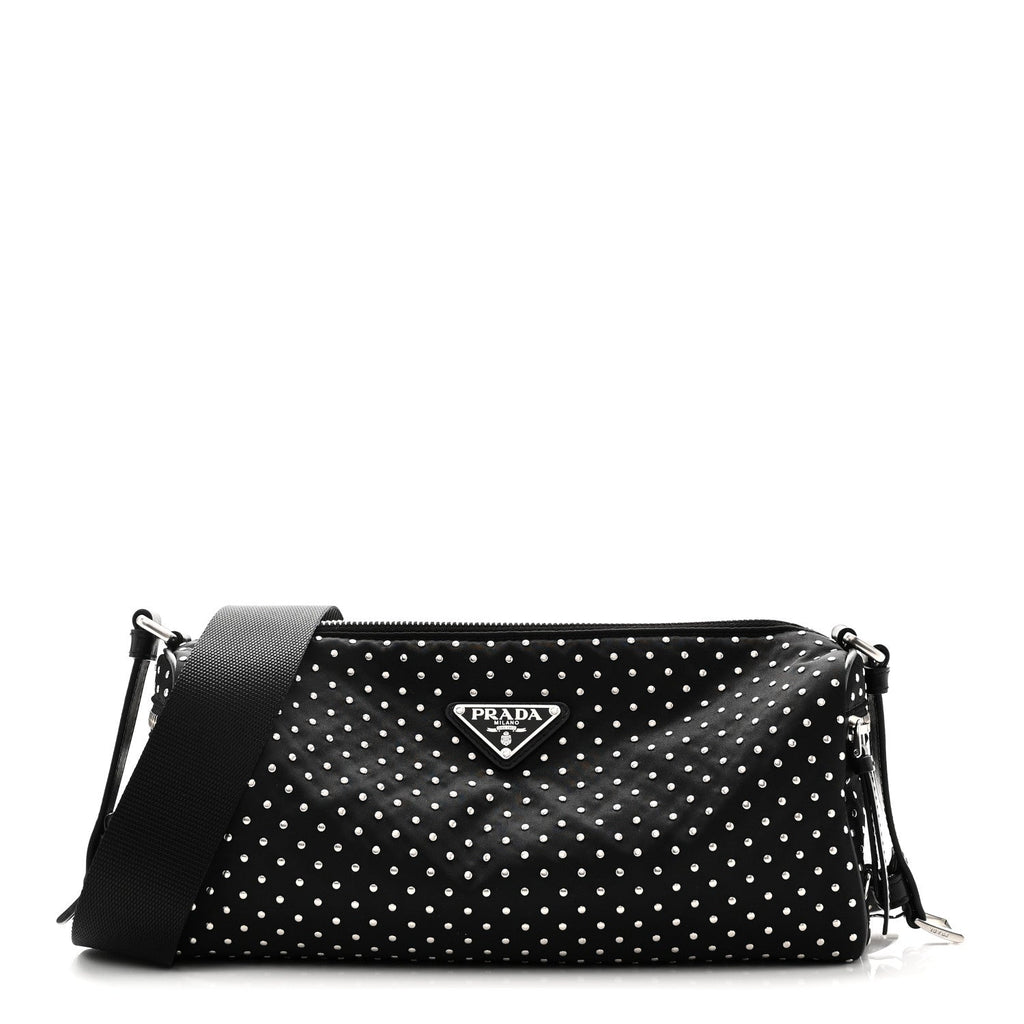 Re-Nylon Studded Shoulder Bag Black