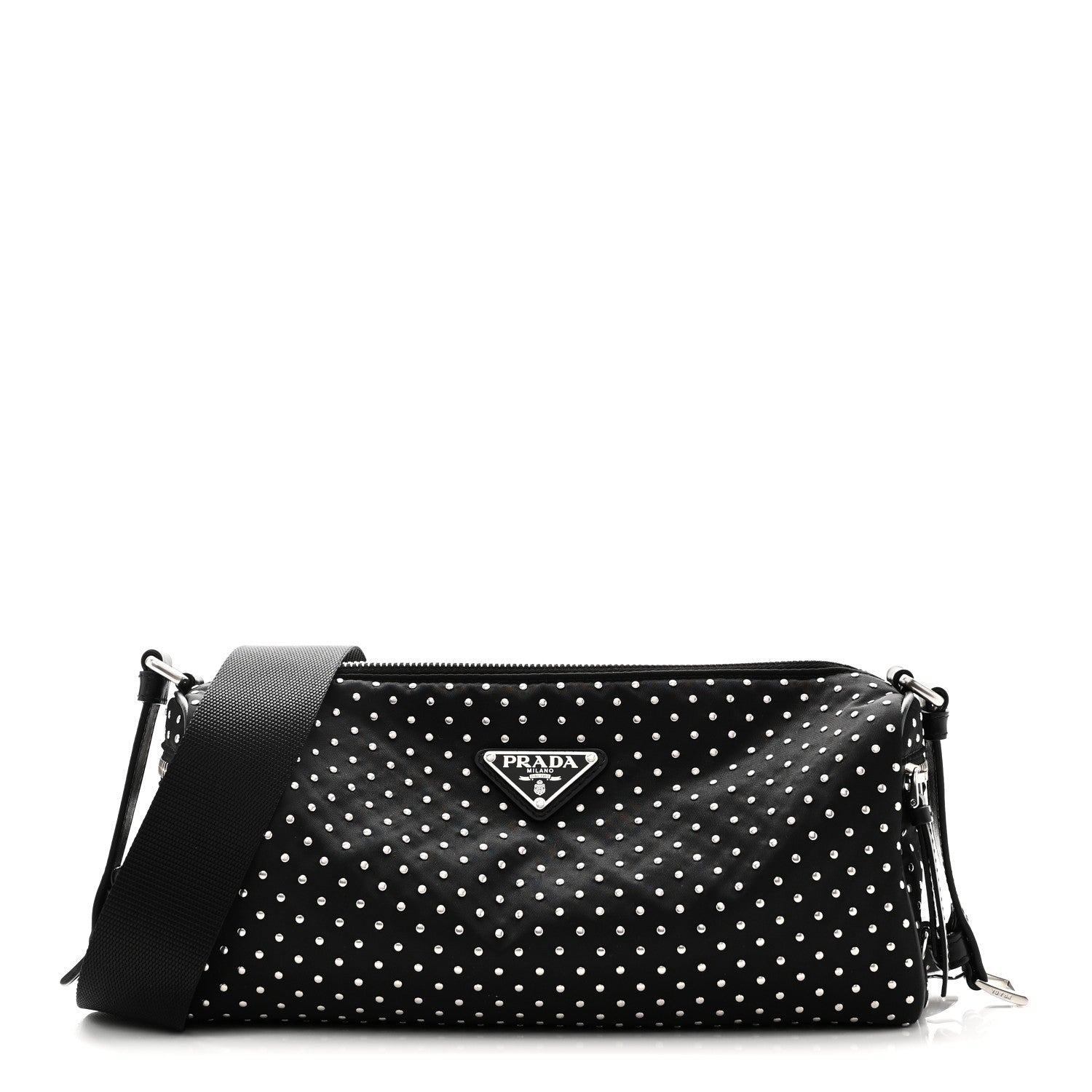 Re-Nylon Studded Shoulder Bag Black