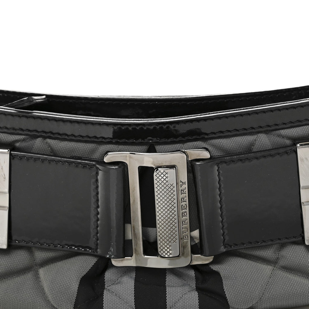Patent Smoked Check Quilted Small Beaton Black