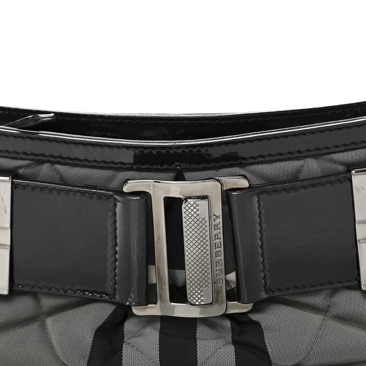Patent Smoked Check Quilted Small Beaton Black