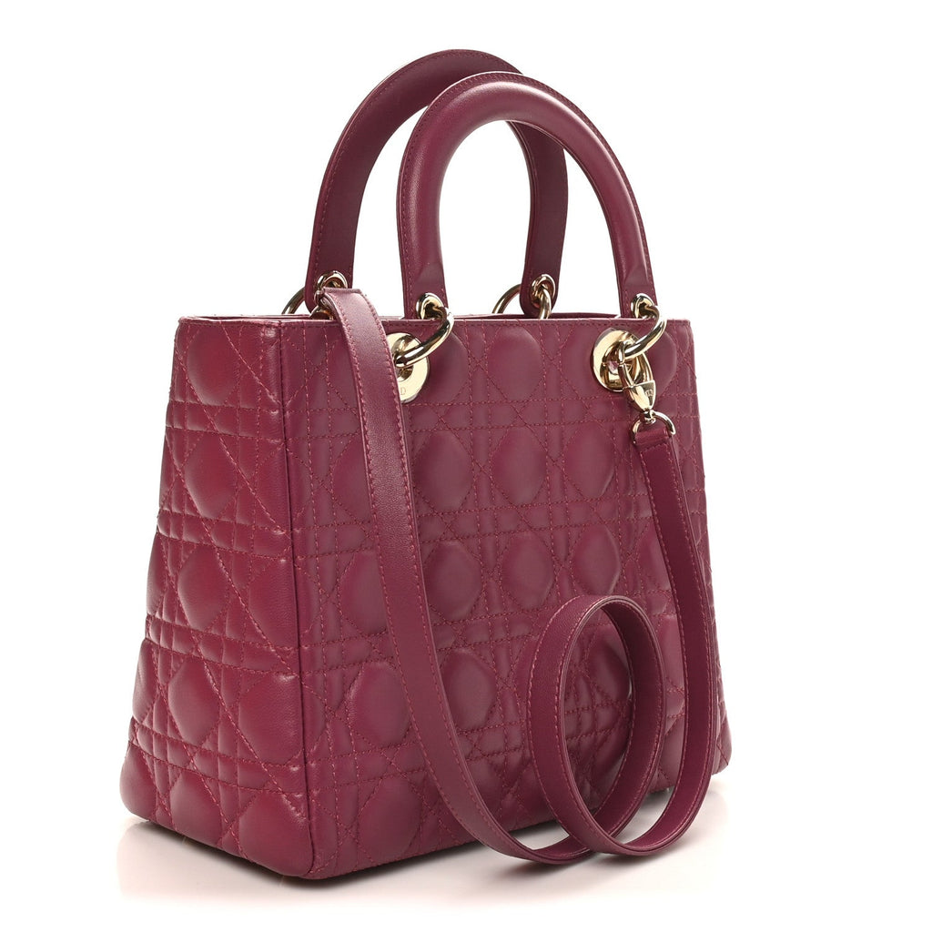 Lambskin Cannage Medium Lady Dior Purple