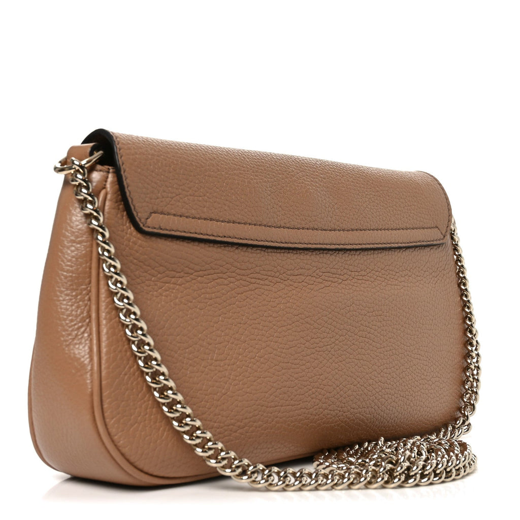 Pebbled Calfskin Medium Soho Flap Crossbody Camelia
