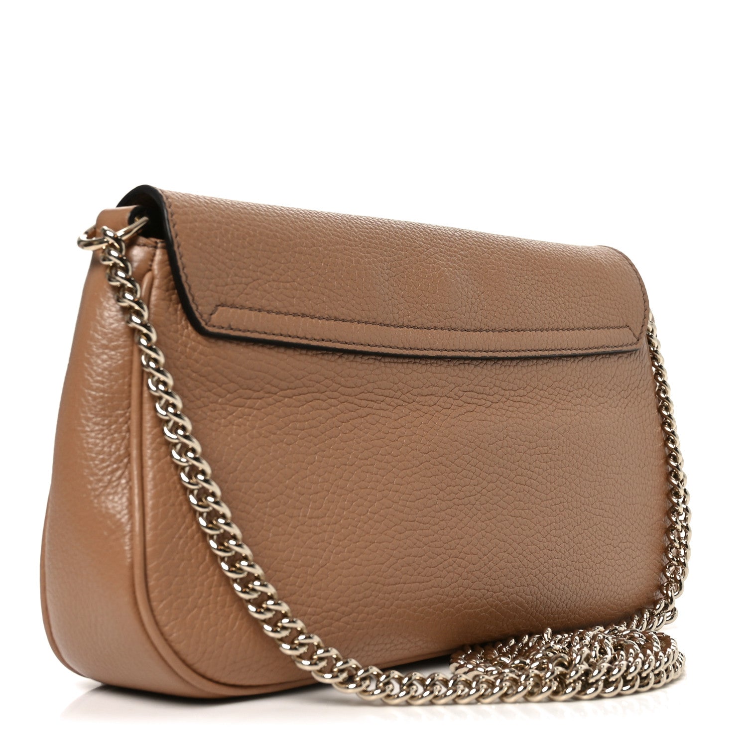 Pebbled Calfskin Medium Soho Flap Crossbody Camelia