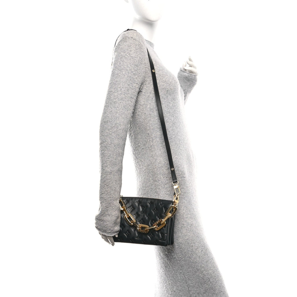 Lambskin Embossed Monogram Coussin BB Black