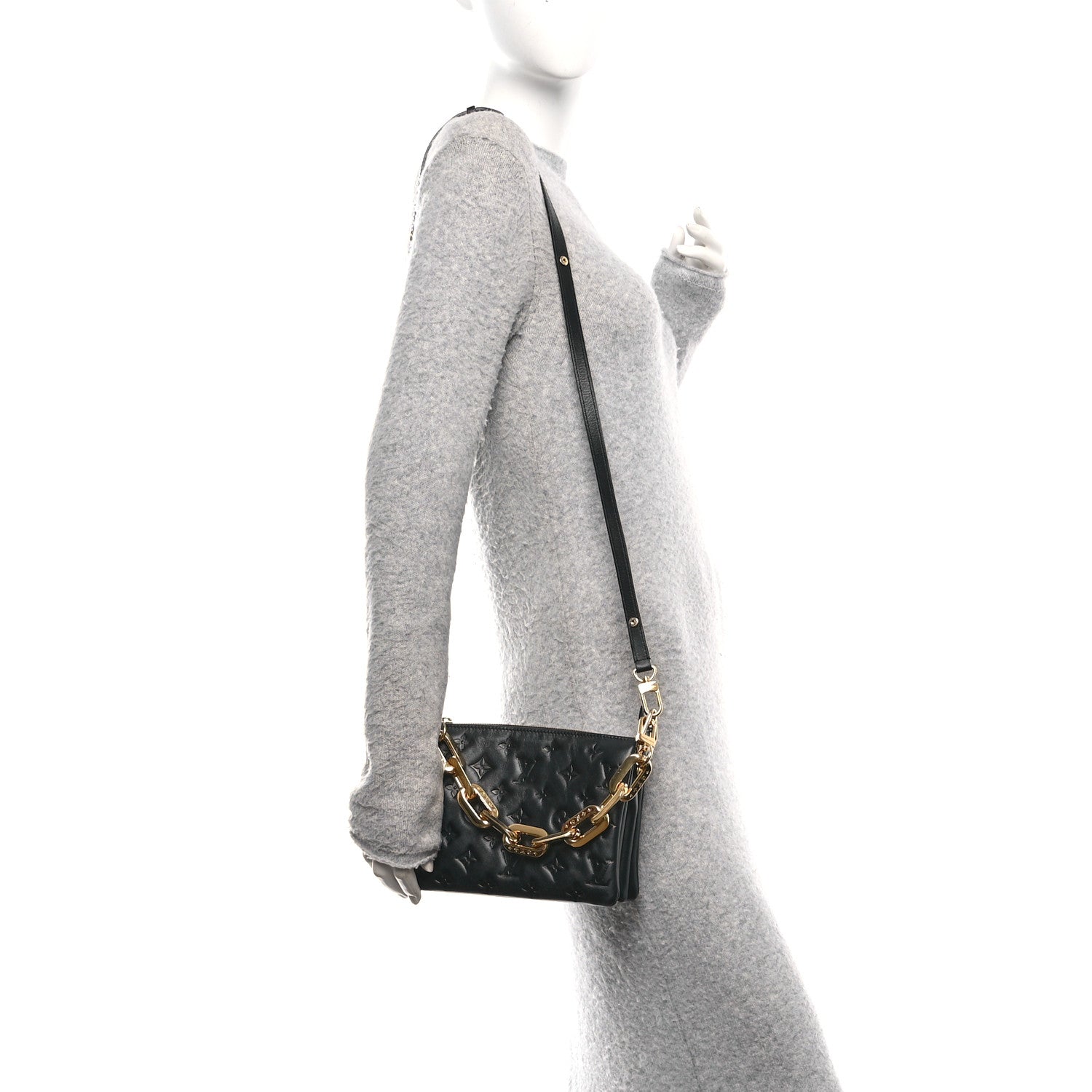 Lambskin Embossed Monogram Coussin BB Black
