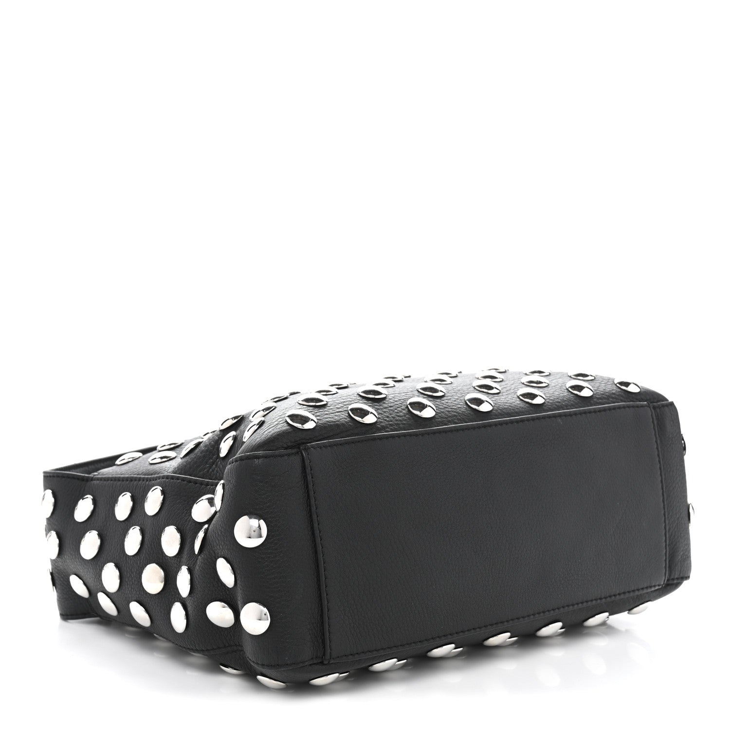 Pebbled Sport Calfskin Studded Elena Black