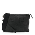 Piuma Calfskin Jumbo GG Embossed Medium Wristlet Messenger Bag Black