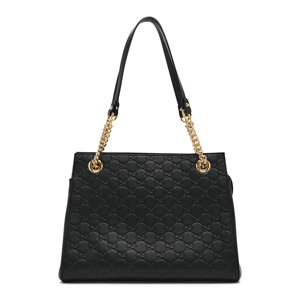 Guccissima Signature Medium Shoulder Tote Bag Black