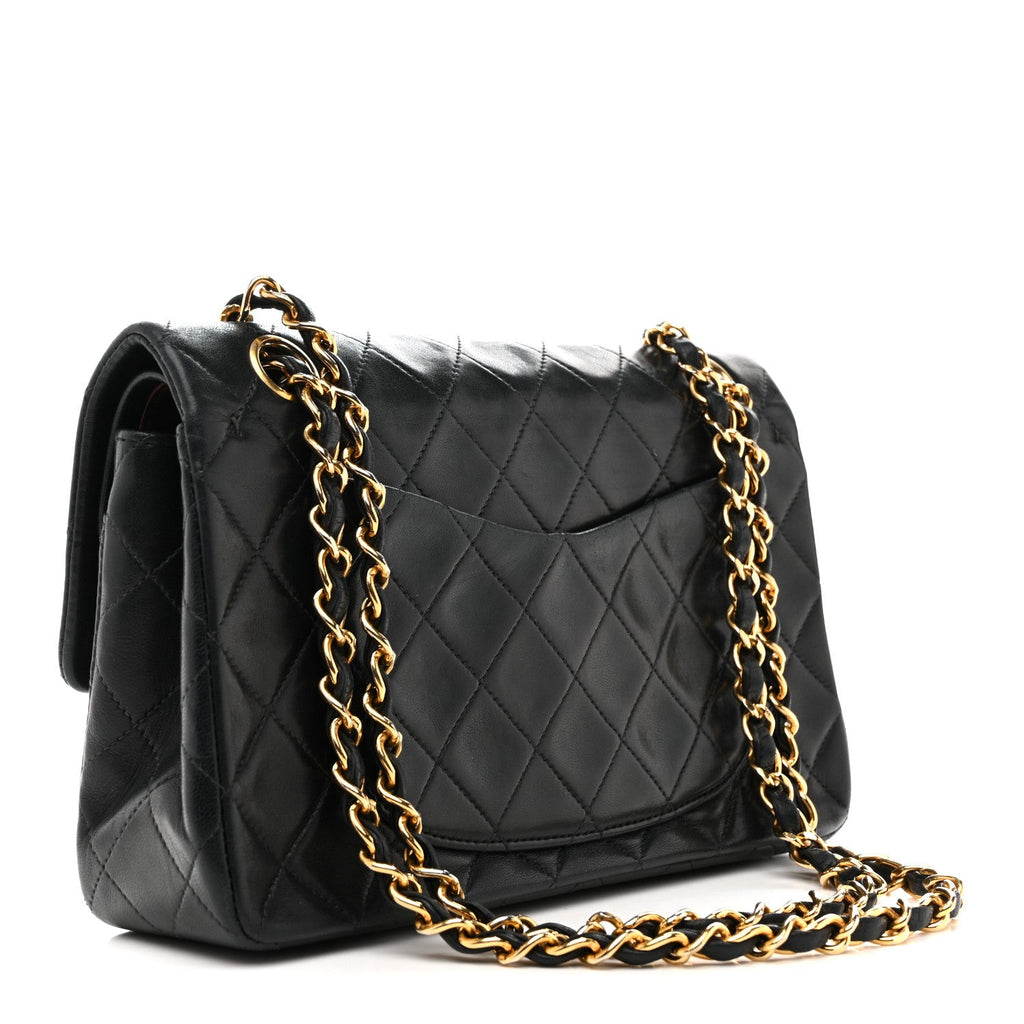 Lambskin Quilted Small Double Flap Black
