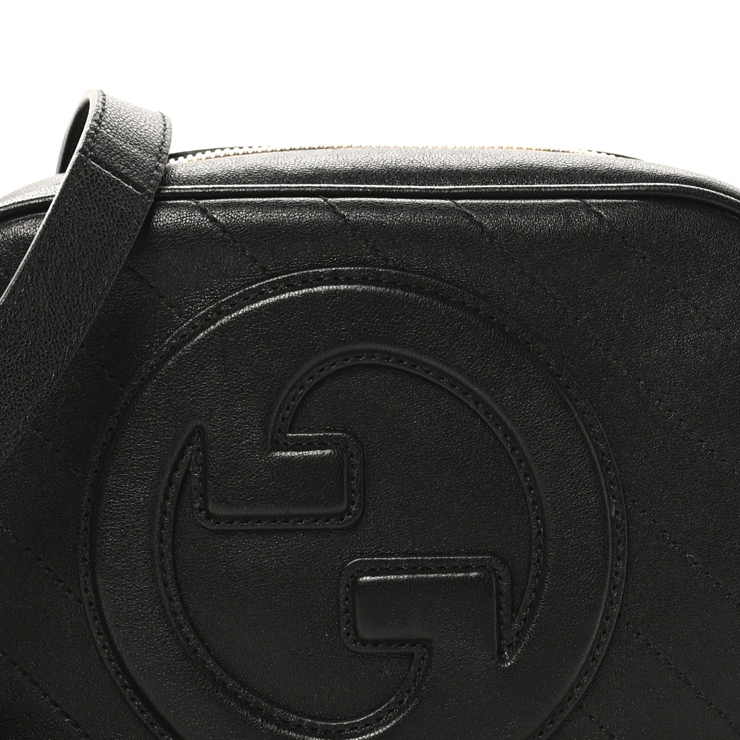 Sakai Be Green Calfskin Diagonal Stitched Small Blondie Shoulder Bag Black