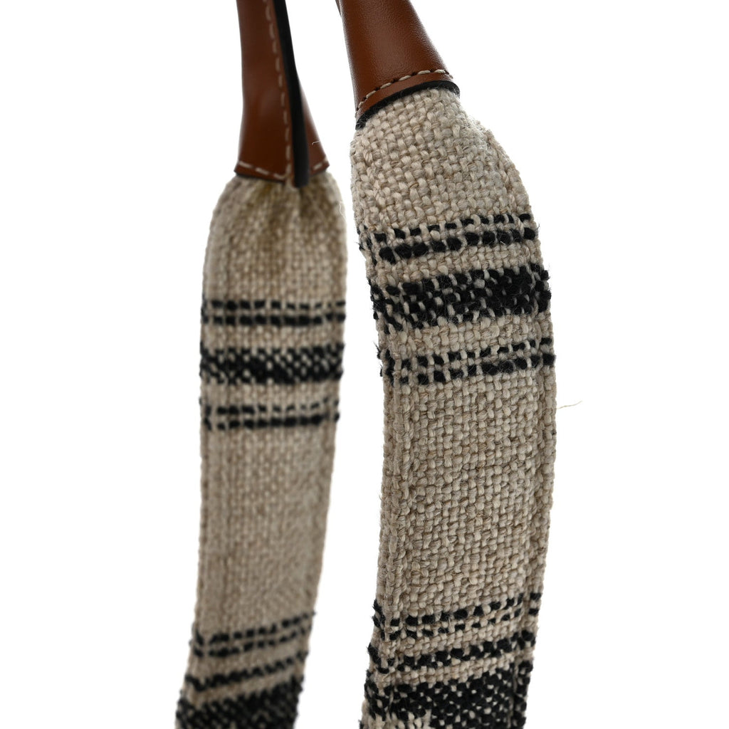 Jacquard Striped Large Cabas Thais White Black