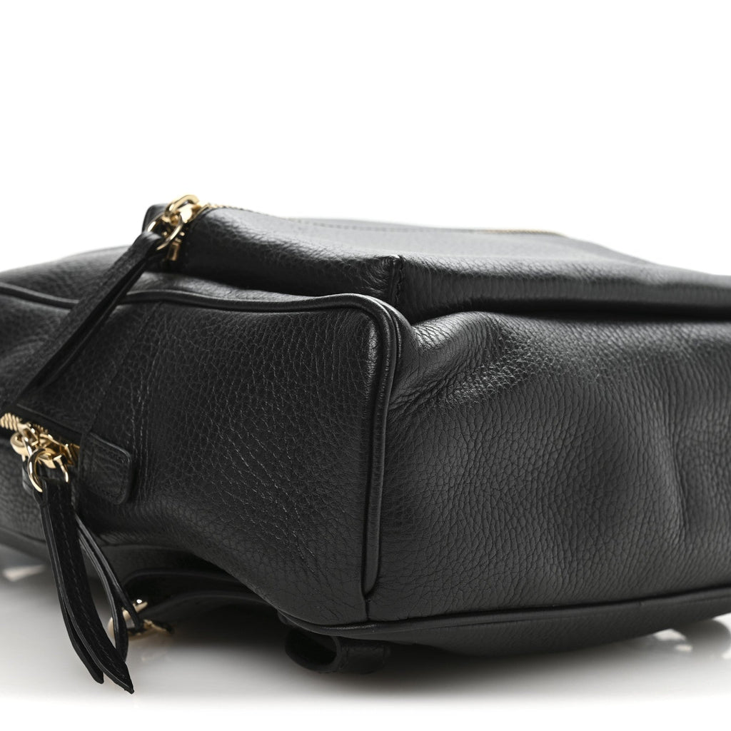 Pebbled Calfskin Soho Chain Backpack Black