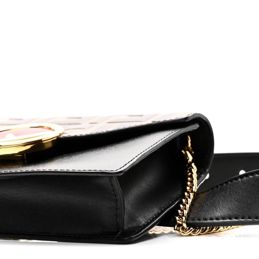 Vitello Liberty F is Fendi Bi-Color FF 1974 Embossed Envelope Belt Bag Maya Black