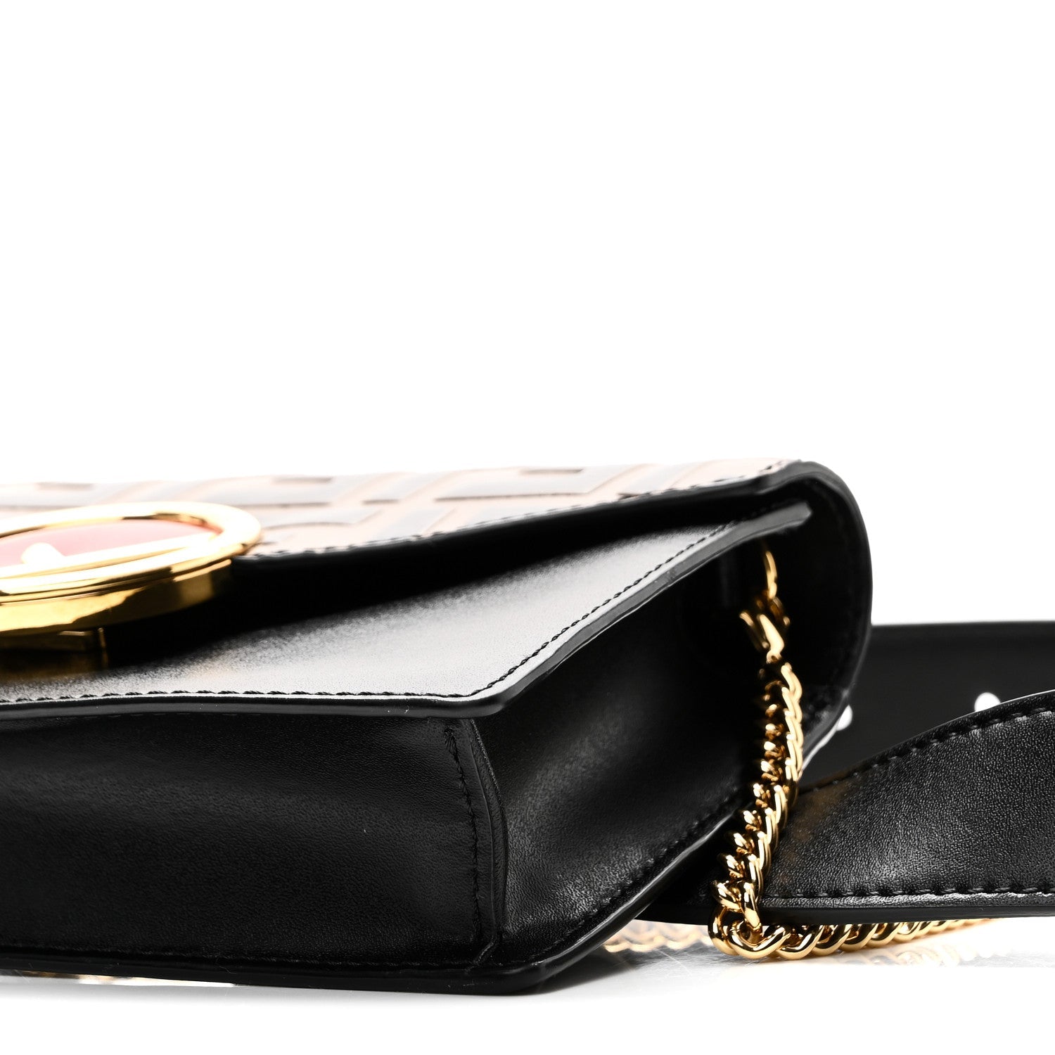Vitello Liberty F is Fendi Bi-Color FF 1974 Embossed Envelope Belt Bag Maya Black
