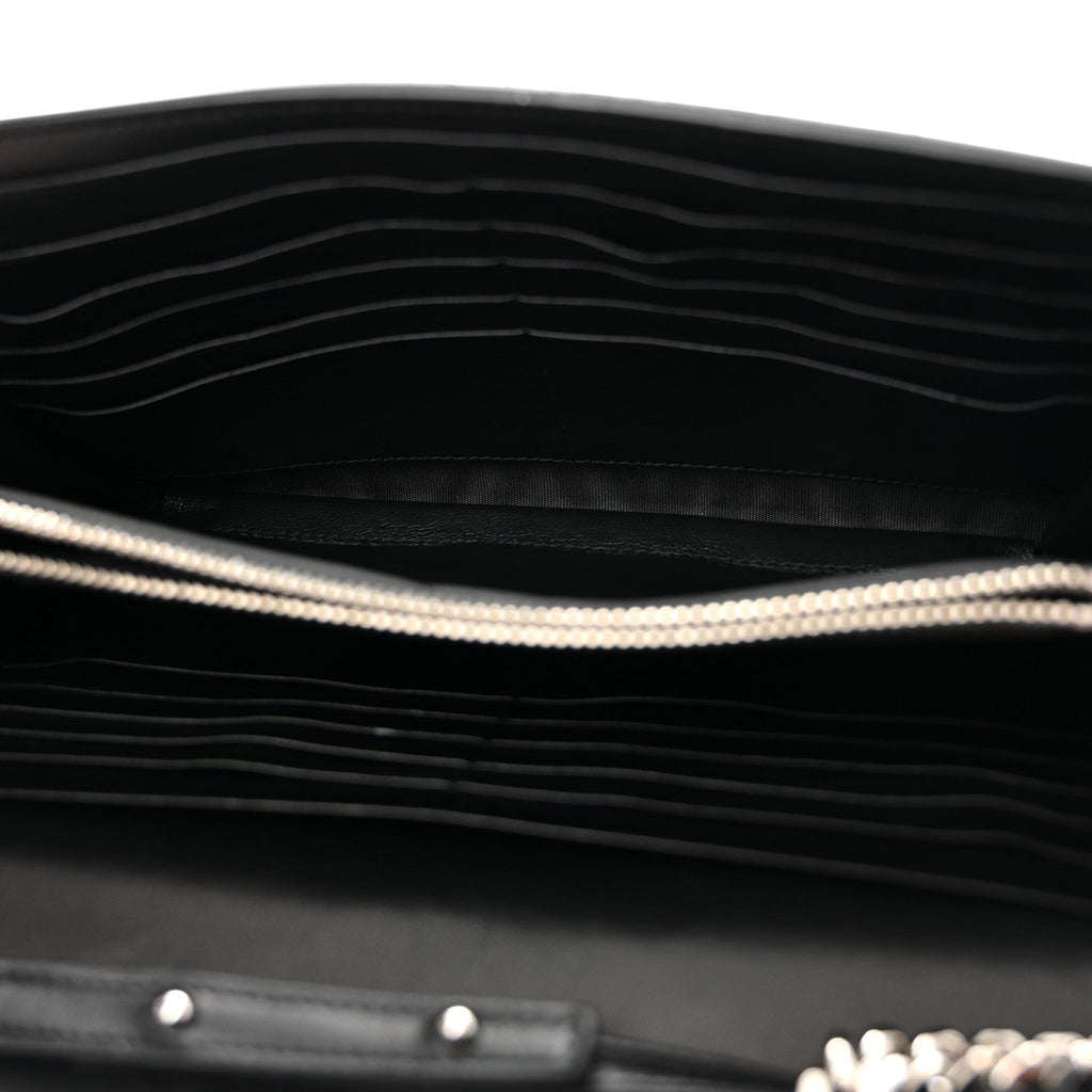 Calfskin Crocodile Embossed Cassandre Wallet On Chain WOC Black