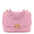 Lambskin Quilted Mini Lacquered Chain Flap Pink